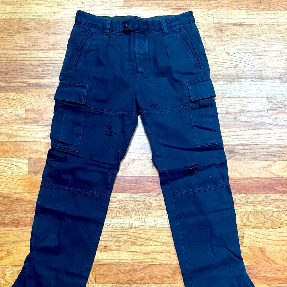 Black cargo jeans distressed flared men’s